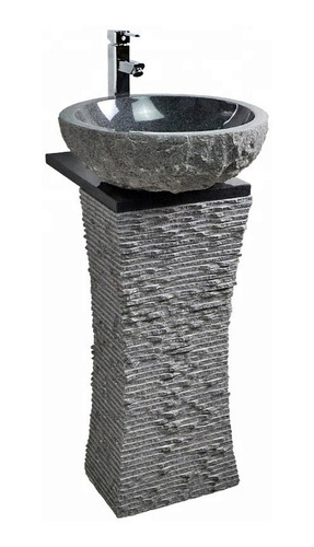 Lavamanos 30 X 40+ Pedestal Tallado En Piedra 80cm