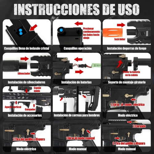 Pistola Automática De Hidrogel Orbis Con Venda Táctico Gel Negro