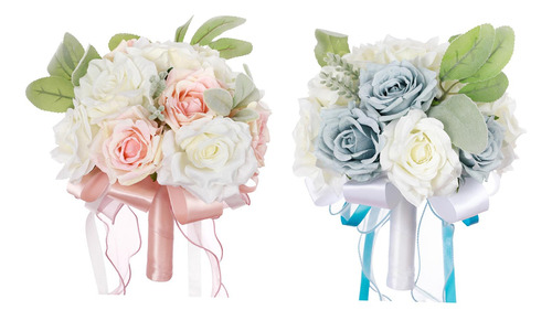 Arreglos Florales De Boda Para La Novia Y Las Azul Y Rosa