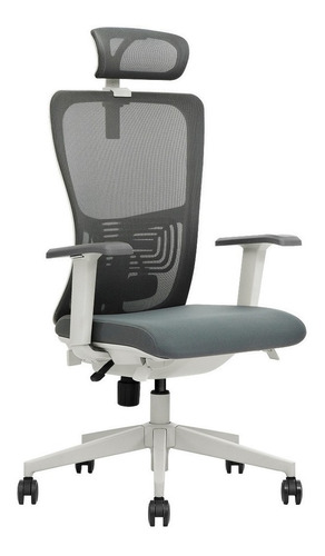 Silla de escritorio Vigo 5K Grey Edition ergonómica  gris con tapizado de mesh y poliuretano