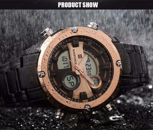 Relógio Masculino Naviforce 9088 Dourado Aço Inoxidável Top
