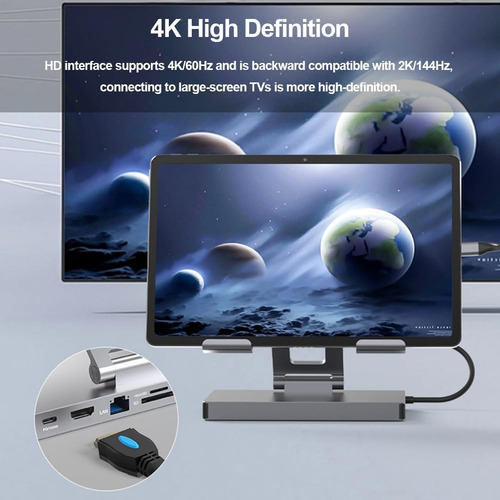 9 En 1 Hub Usb C 3.0 Docking Station Hdmi 4k Soporte Laptop