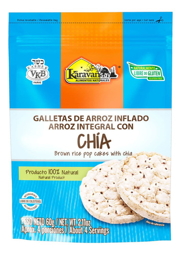 Galleta Arroz Integral Karavansay Con Chia X 60g