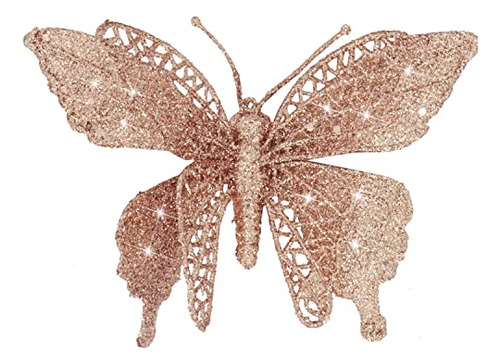 16 Pcs Christmas Glitter Butterfly Ornament, 6.2'' X 4....