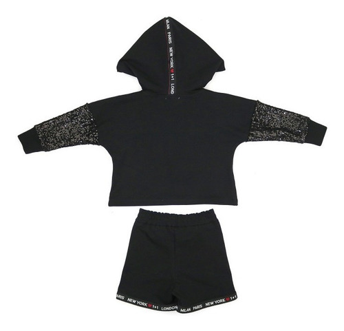 Imagem 3 de 3 de Conjunto Infantil Fashion Um Mais Um Preto 781045