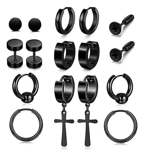 Pack 8 Pares Aretes Hombre Con Piercing, Arracadas Hombre