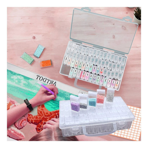 Imagen 8 de 8 de Caja De Bordado De Diamante Accesorios De Pintura Almacenami