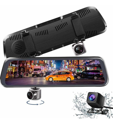Mirror Dash Cam 10 Inch Full Touch Screen Dual 350° Front