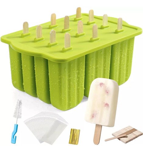 Molde De Helado De 12 Celdas Para Hacer Paletas Con 50 Palit