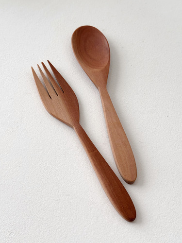 Set Cuchara Y Tenedor De Madera - Imp Indonesia Marrón