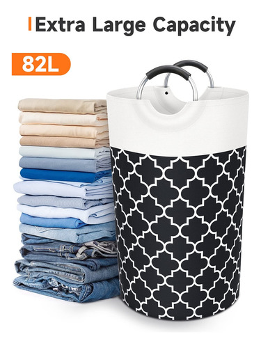 Cesto De Ropa Plegable Tela Algodón Lino Para Ropa Sucia 82l