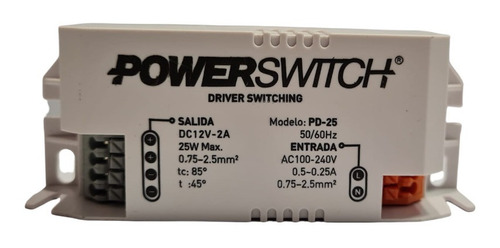 Fuente Driver 12v 2.1 Amp 25w Plastica Powerswitch