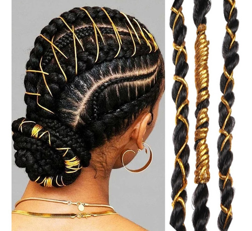 Imagen 5 de 10 de Ultra Braid Trenzas Doradas - Hilo Dorado Extension De Pelo