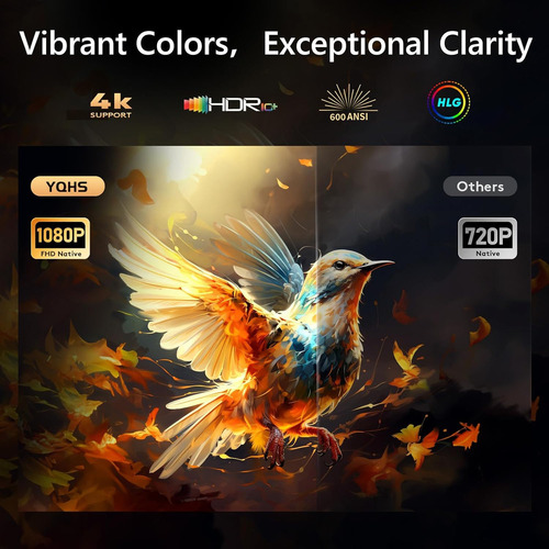 Proyector Profesional Portatil 4k,mini Proyector Hy320 ,proyectores Cine En Casa Baratos,incorporadoandroid 11.0 Con Wifi 6,bt5.0 Full Hd,15000 Lm Rotación 180° Negro 127v