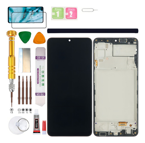 (Negro) Macro+Bisel+Pantalla Para Samsung Galaxy A22 Versión 4G SM-A225M, A225M/DS, A225F, A225F/DS Gadget Troops (Incell)