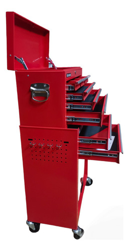 Caja De Herramientas Toro Negro Tn0817 10 Compart. Metal Rojo