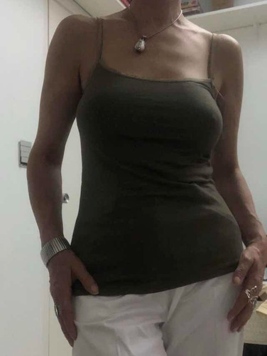 Remera Mujer Talle M Verde Militar Viscosa Y Lycra Perfecta