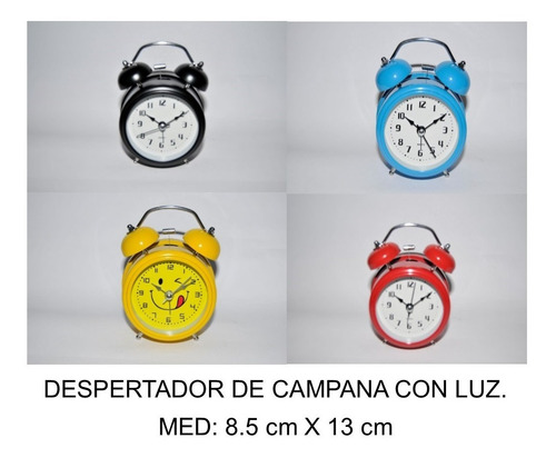 Imagen 1 de 6 de Despertador Antiguio De Campana Con Luz Med: 8.5cm X 13cm