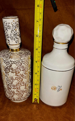 Frascos Perfume Antiguos Porcelana Con Oro De Colección (Usado)