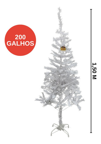 Árvore De Natal Pinheiro Branca 150 Cm 200 Galhos Decoração Cor Branco