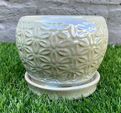 Macetas De Cerámica Con Base 15x15x12.5cm