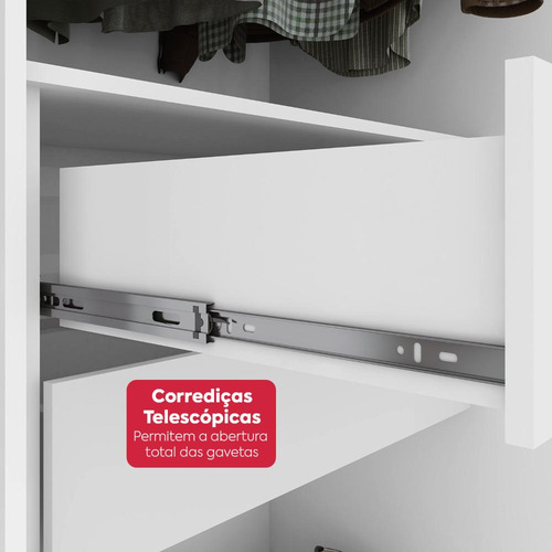 Guarda-roupa 2 Portas De Correr 2 Gavetas Easy Light Branco Branco