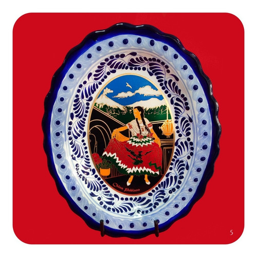 Imagen 6 de 10 de Charola De Talavera Poblana Con Laminado China Poblana Chr