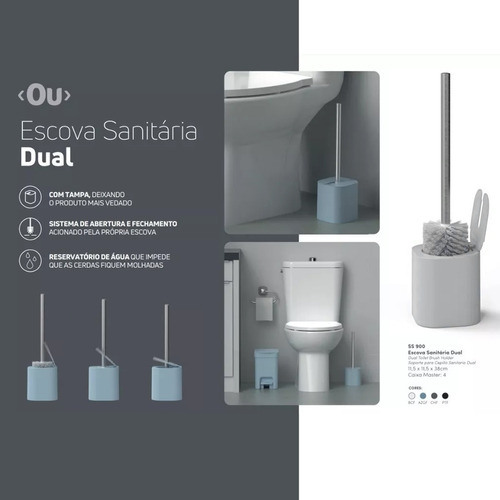 Escova Sanitária De Piso Para Toalete Banheiro Dual Cores Ou Cor Cinza