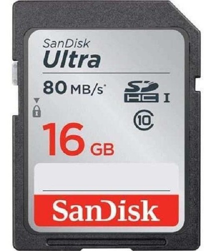 Tarjeta SD Sandisk Ultra SDHC de 16 GB y 80 Mbps