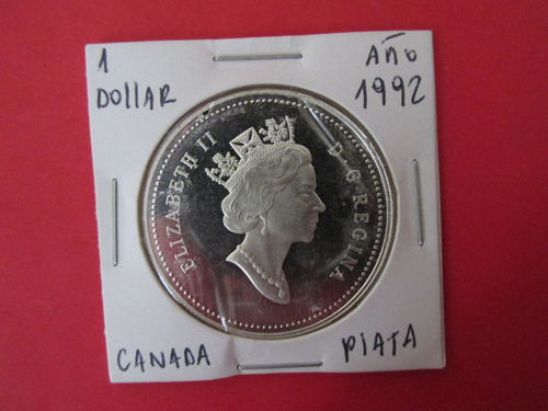 Moneda Canada 1 Dollar Reina Isabel Ii Plata Año 1992 Unc