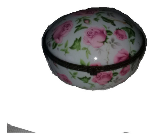 Imagen 5 de 7 de Joyero Porcelana, Blanco Con Diseños Florales De Rosas Rosas