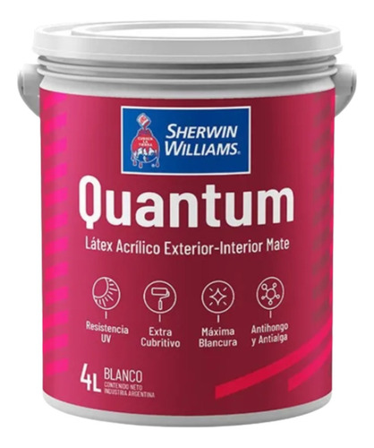 Sherwin Williams Quantum látex acrílico interior/exterior 4L 1 unidad blanco