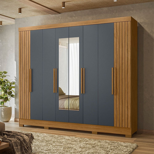 Guarda-roupa Casal Com Espelhos 8 Portas 4 Gavetas E Pés