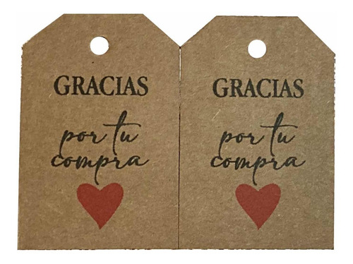 Etiquetas Tags Gift Kraft Gracias Por Tu Compra 100uds.