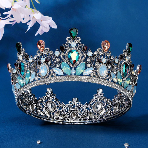 Tiara De Corona De Cristal Multicolor Barroco De 3 Colores