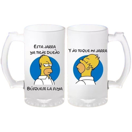 Jarra De Cerveza De Vidrio Esmerilada De Homero Simpson