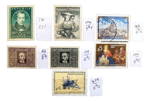 Austria, Lote 7 Sellos Altos Nuevos Usados L3640