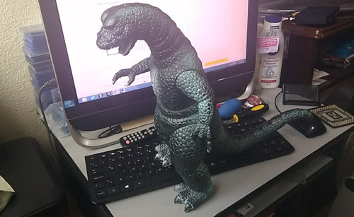 Vintage 80's Plastic Bootleg Godzilla Blue Figure 34 Cms