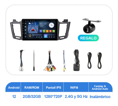 Estéreo Carplay Ram 2gb For Toyota Rav4 2013-2018 Gps Wifi