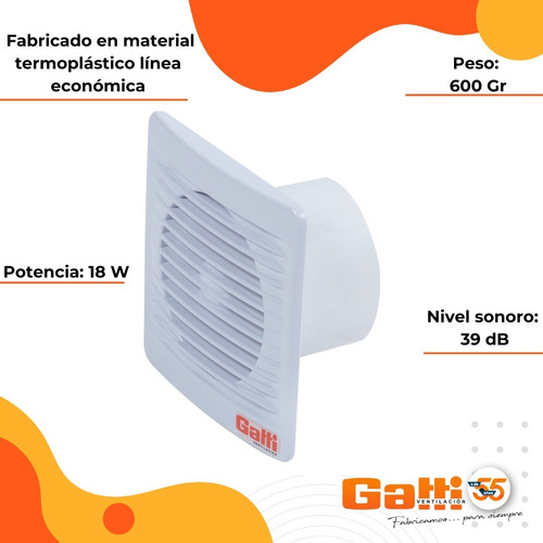 Extractor De Aire Baño 4 10 Cm Línea Eonómica Gatti Vent.