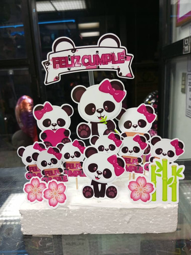 Toppers De Torta Oso Panda Cumpleaños 