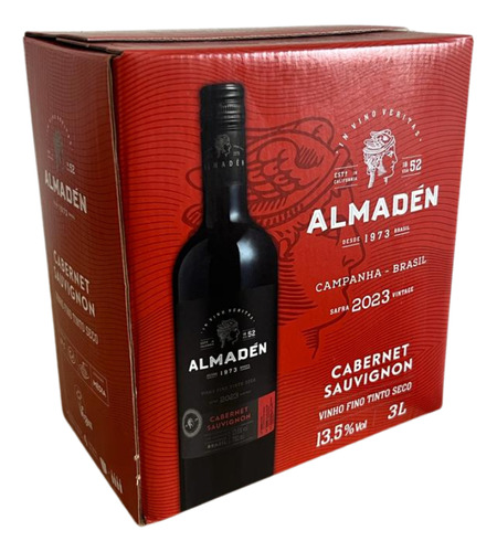 Vinho tinto cabernet sauvignon Almadén adega Miolo Wine Group bag in box 3 litros