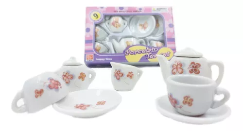 Mini Jogo Chá Porcelana Completo Decoração Brinquedo Enfeite em