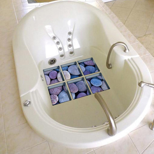 3 Non Slip Bathtub Stickers Bath Tub Tattoos Pebbles (blue)