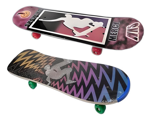 Imagen 1 de 9 de Skate Patineta Doble Dibujo Infantil 65cm X 22cm Violeta