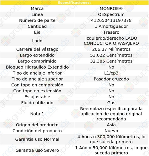 1 Amortiguador Conductor O Pasajero Tra Oespectrum 810 77-79