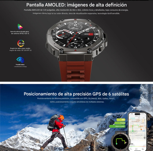 Reloj Smartwatch Running Gps Deportivo Negro Mesh Negro Negro