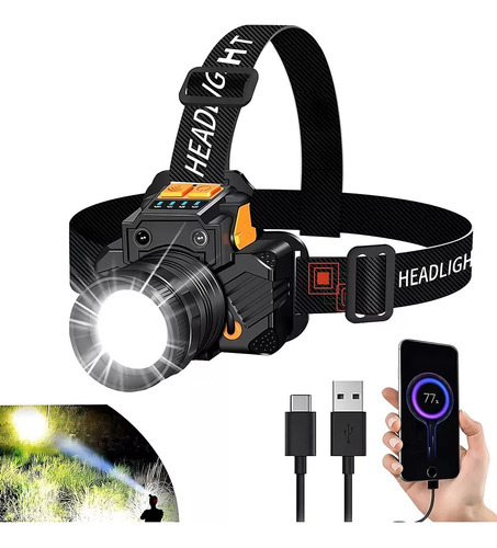 Lámpara Led Cabeza Minera Recargable Descargable Impermeable