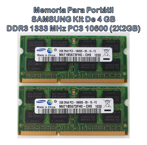 Memoria Ram Laptop 2gb Ddr3 Pc3-10600 (Usado)