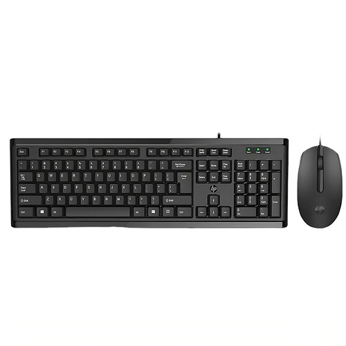 Combo Teclado Y Mouse Oficina Hp Km10 C/cable Negro Inglés